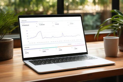Image of the reporting dashboard which shows market share