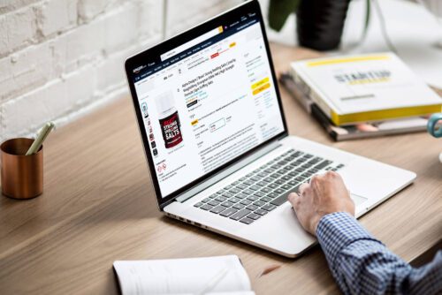 Image of a clients storefront on laptop with a product which is going to be purchased.