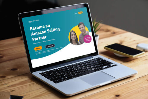 Image of laptop showing amazon seller options on display