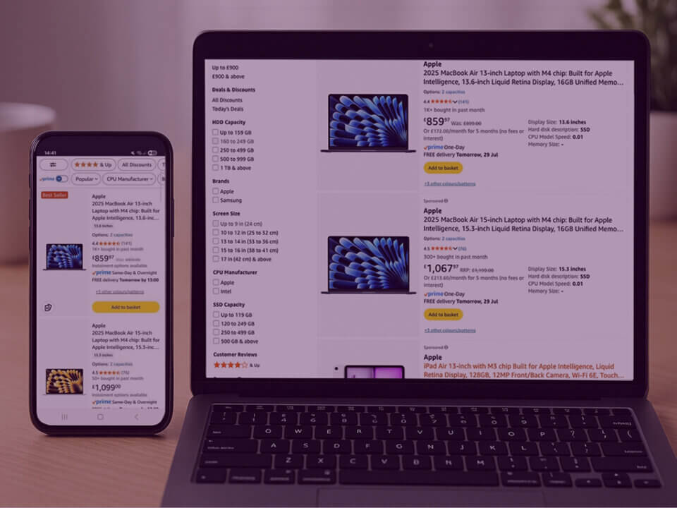 Image of Amazon storefront showing premium products