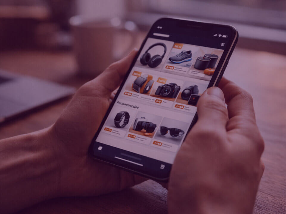 AI-Powered Amazon Retail Events - Venture Forge Person browsing personalised Amazon-style deals on a smartphone during a retail event